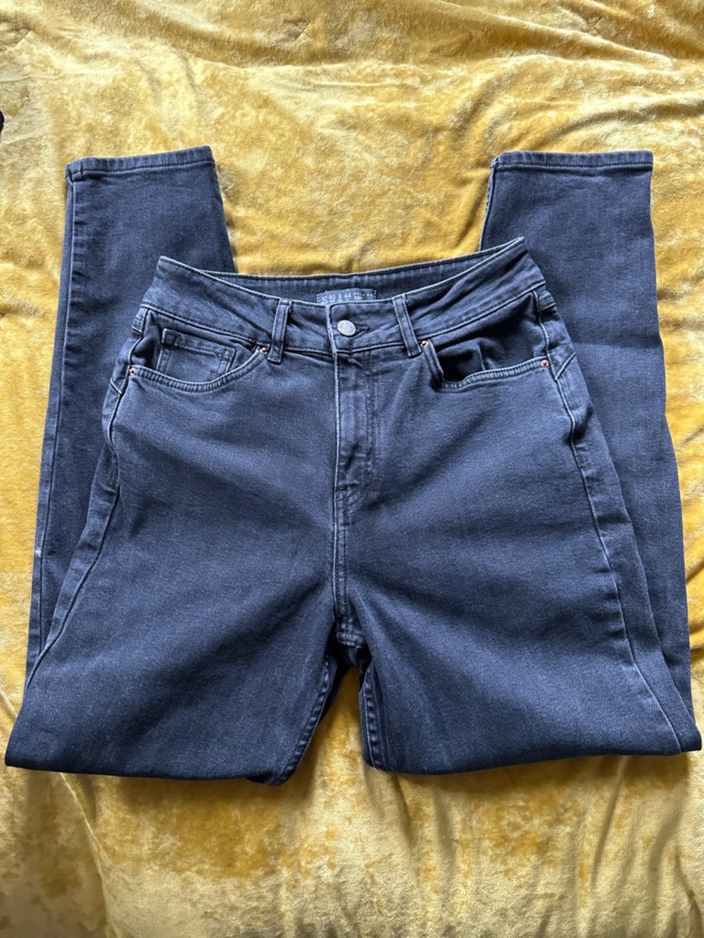 Denim&Co Black Washed Denim Jeans with Branded Button